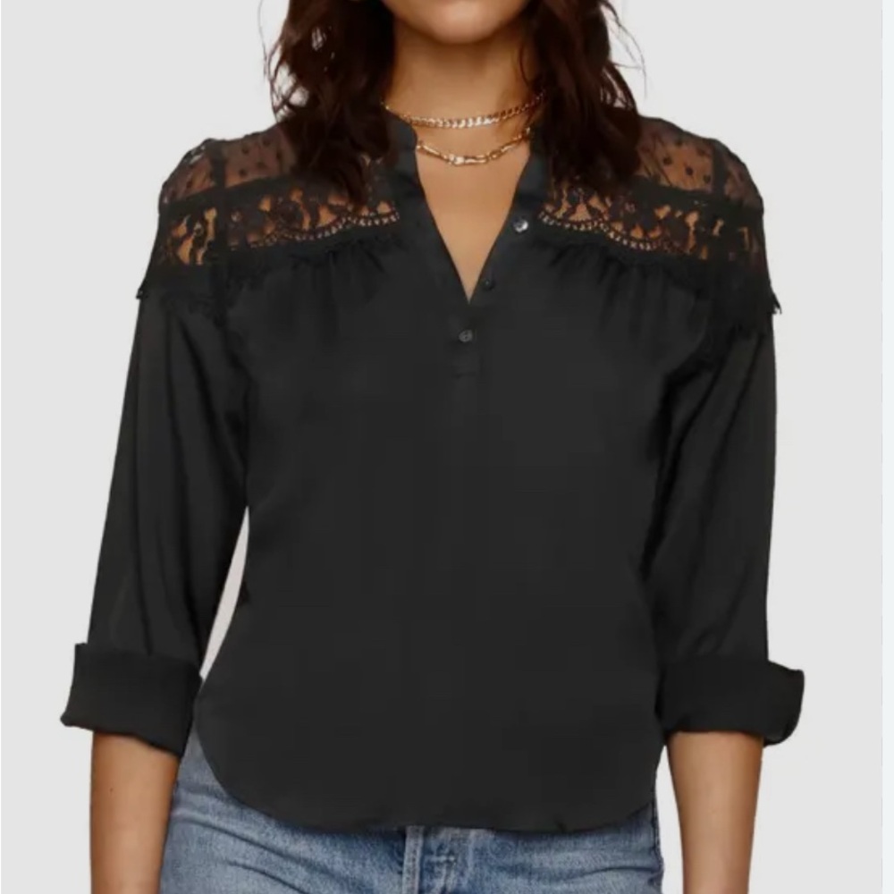 NWT Heartloom Elegant Black Women's Top with Lace Accents